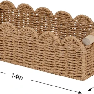 CubesLand Scalloped Toilet Paper Storage Basket with Handle
