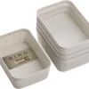 Woven Plastic Storage Basket, Small, Natural, 5-Pack