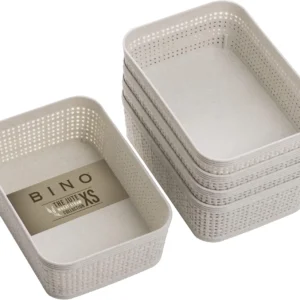 Woven Plastic Storage Basket, Small, Natural, 5-Pack
