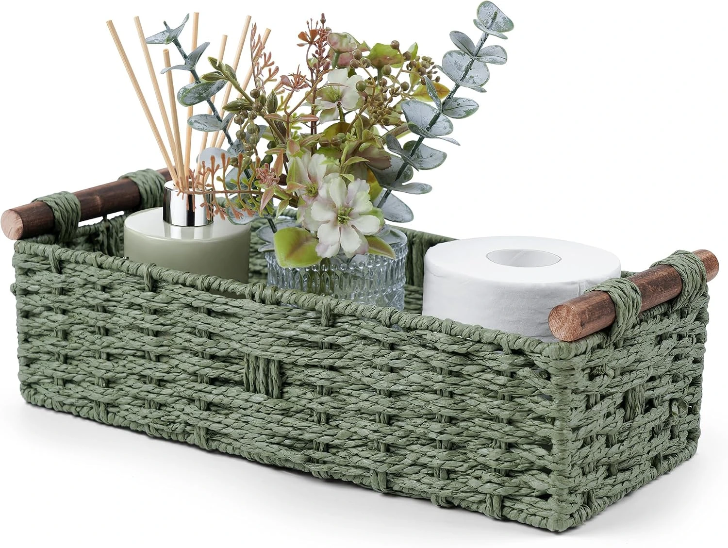 Small Round Woven Paper Rope Toilet Tank Storage Basket