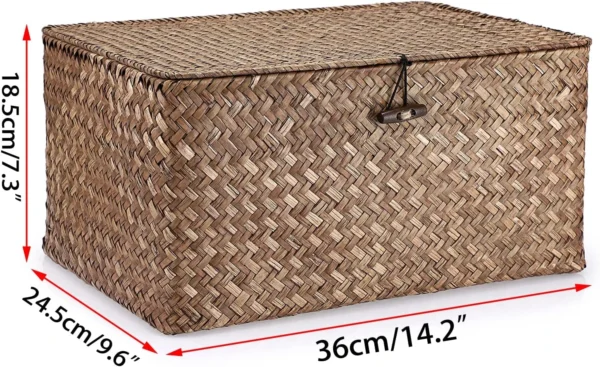 81iNY wUcaL._AC_SL1500 Large Handwoven Wicker Storage Basket Box with Lid, Coffee