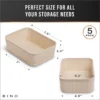 Woven Plastic Storage Basket, Small, Natural, 5-Pack