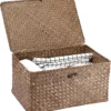 81vQwY3y5EL._AC_SL1500 Large Handwoven Wicker Storage Basket Box with Lid, Coffee